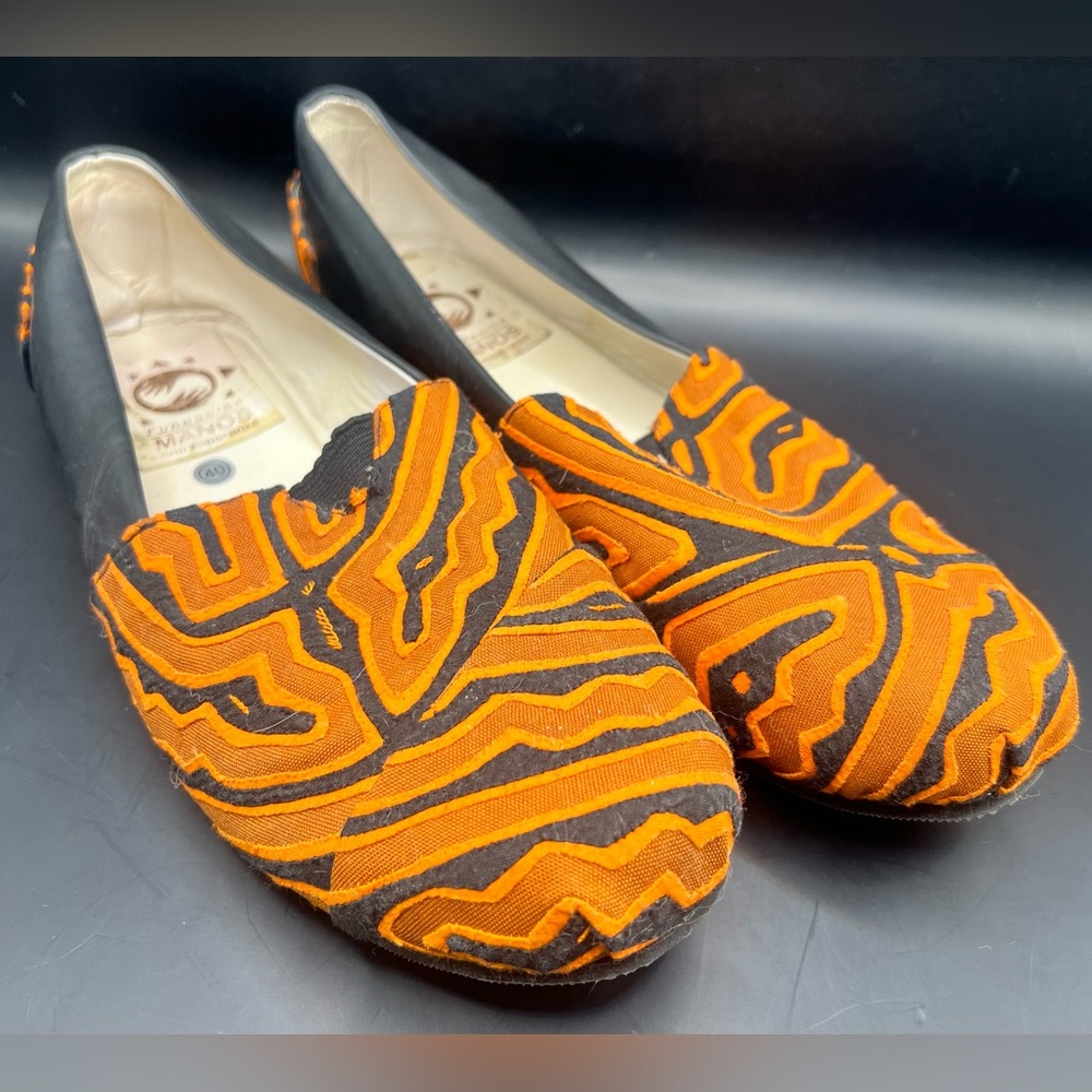 Fundacion Manos - Orange/Black Patterned Women's Shoes-Size:40